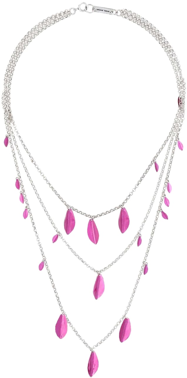 Isabel Marant Metal Shiny Leaf Necklace Roze