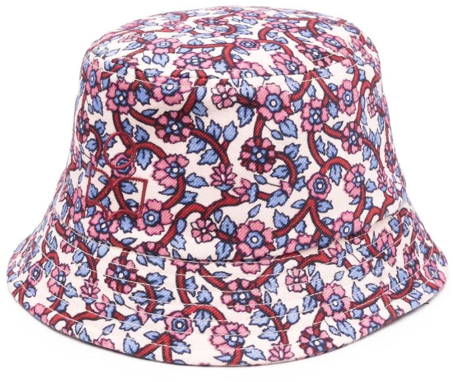 Isabel Marant Haley Floral Print Logo Bucket Hat Divers
