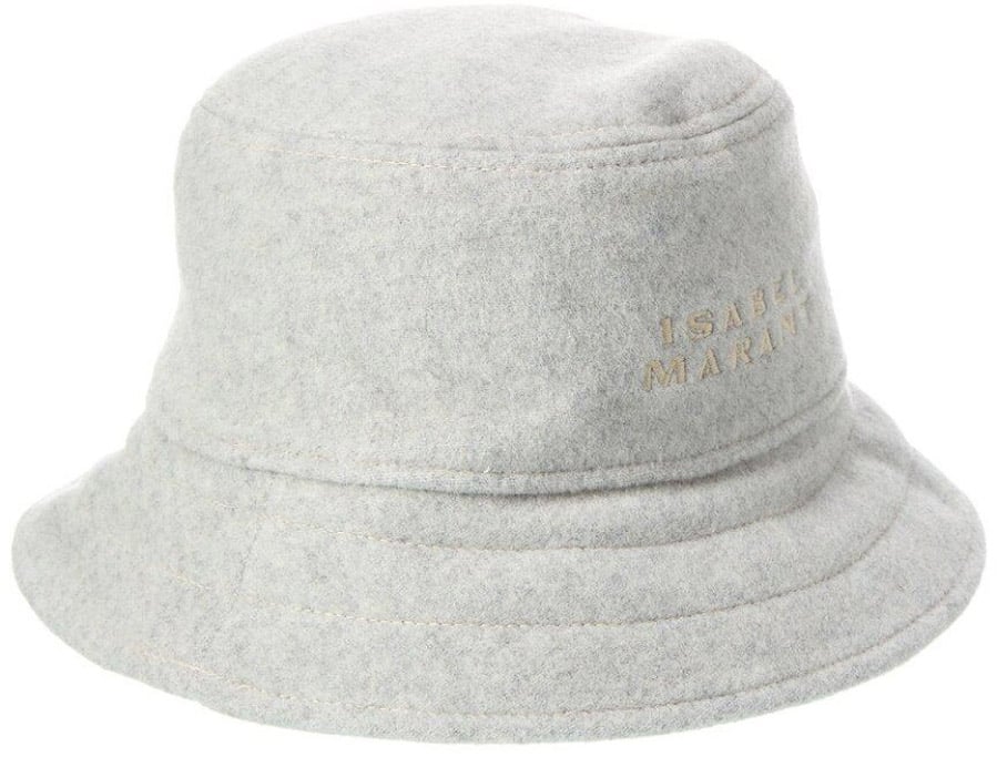 Isabel Marant Giorgia Wool Felt Logo Bucket Hat Grijs