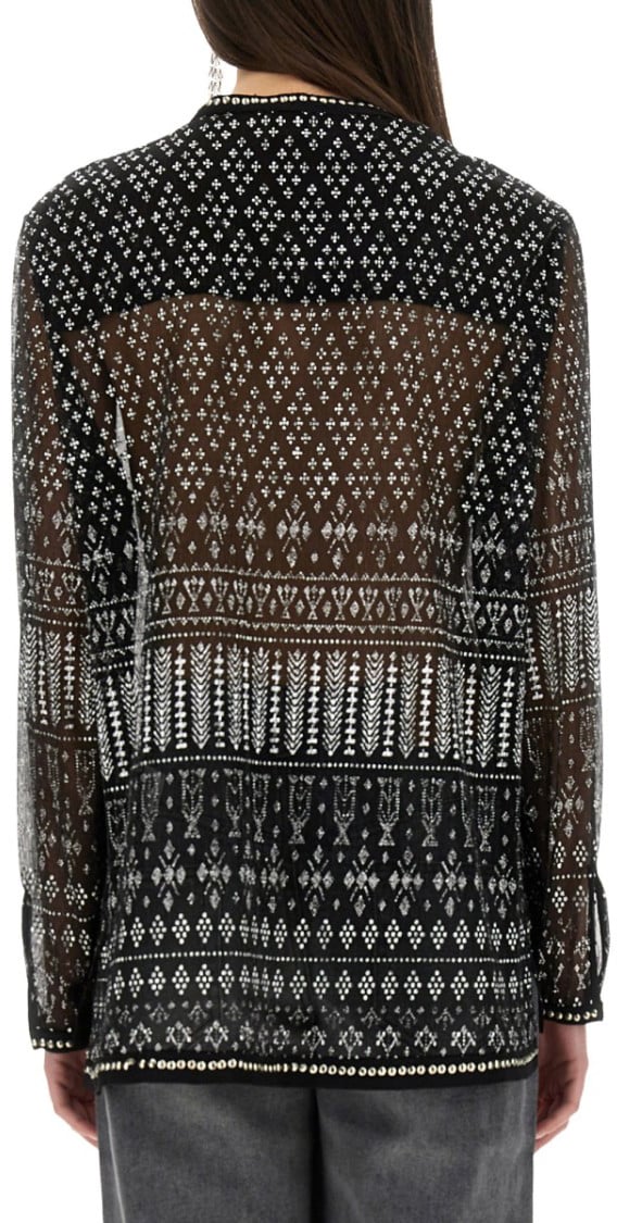 Isabel Marant Sheer Black "Nickie" Top Zwart