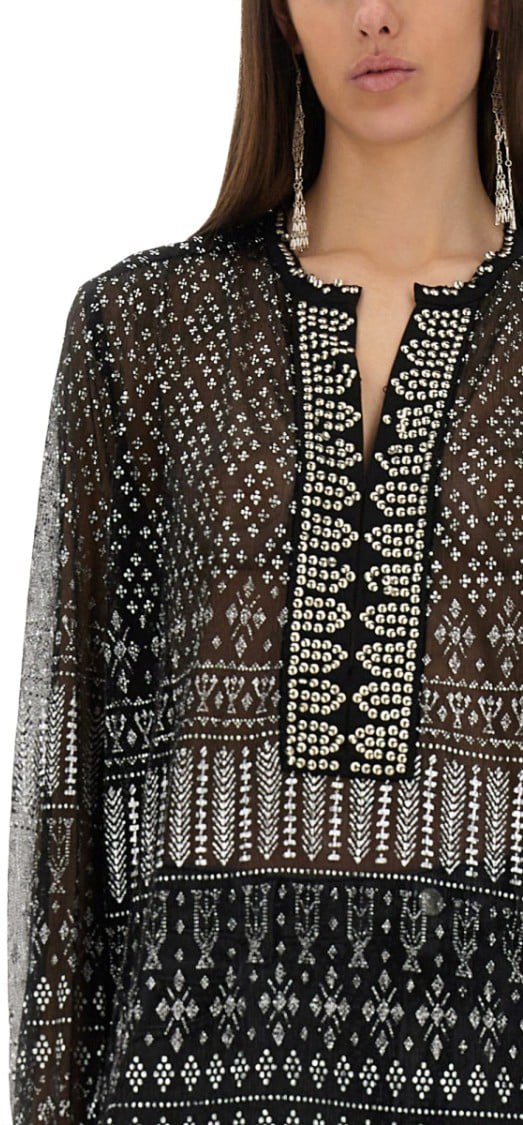 Isabel Marant Sheer Black "Nickie" Top Zwart