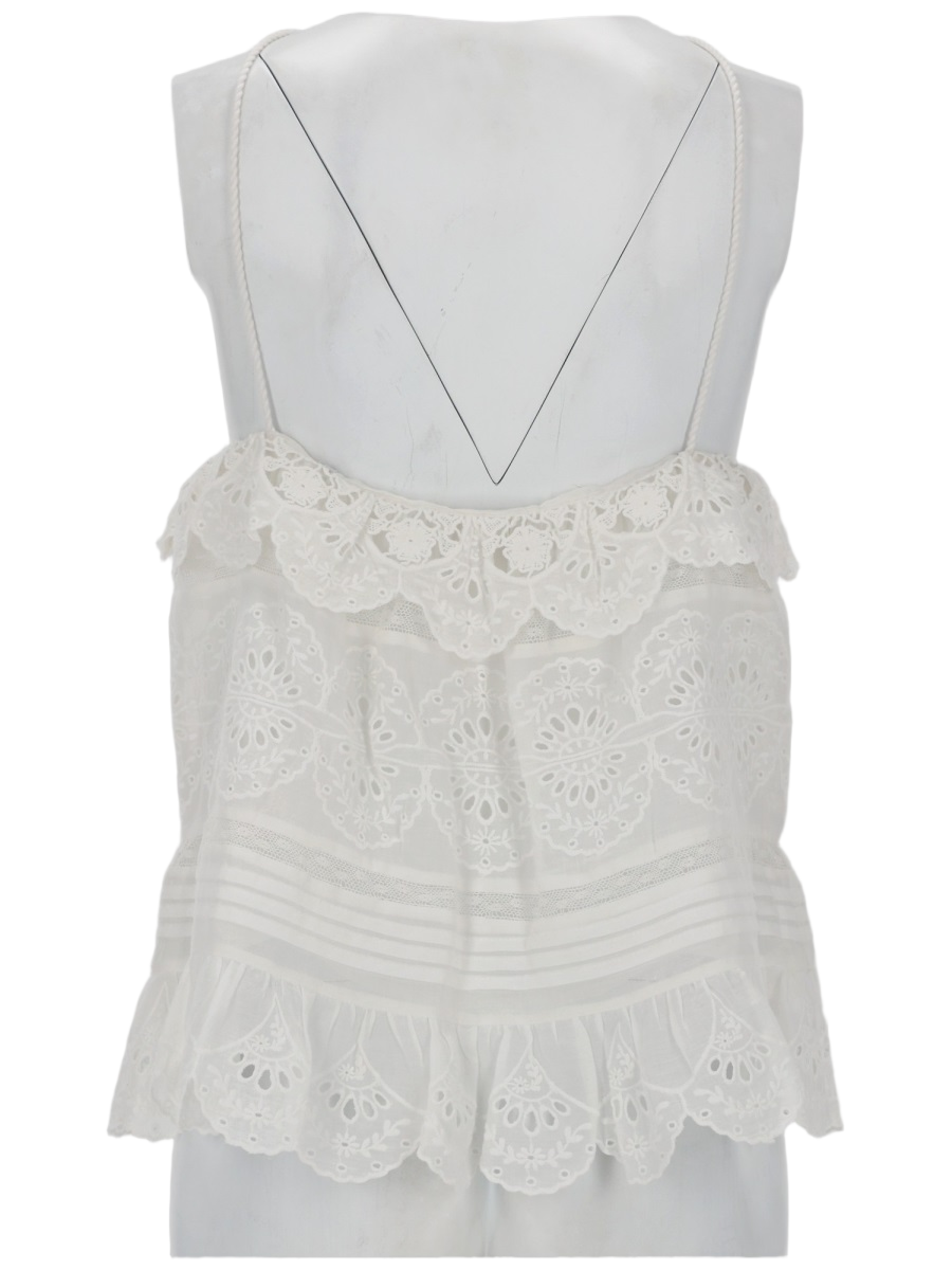 Isabel Marant Prisha Sleeveless Eyelet Lace Tank Top Wit