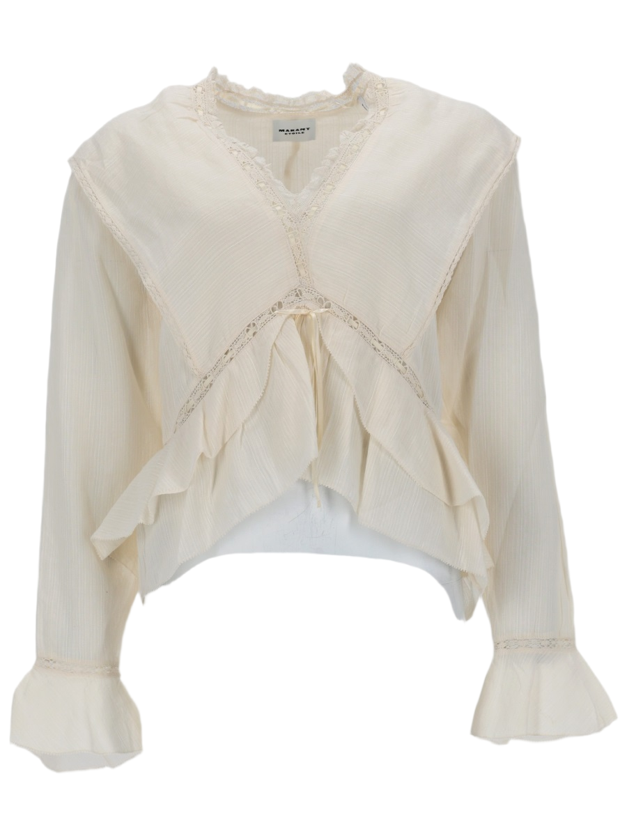 Isabel Marant Damienne Lace Trim Cropped Blouse Grijs