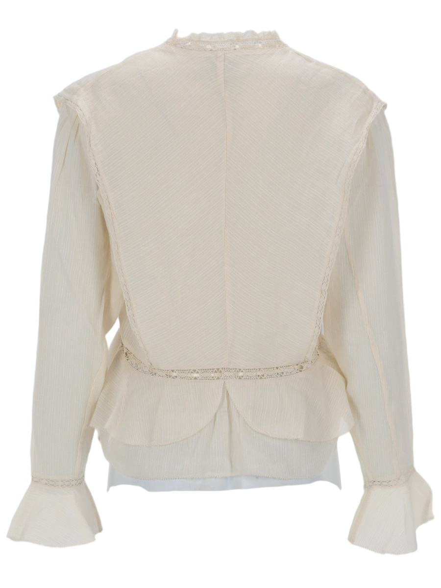 Isabel Marant Damienne Lace Trim Cropped Blouse Grijs