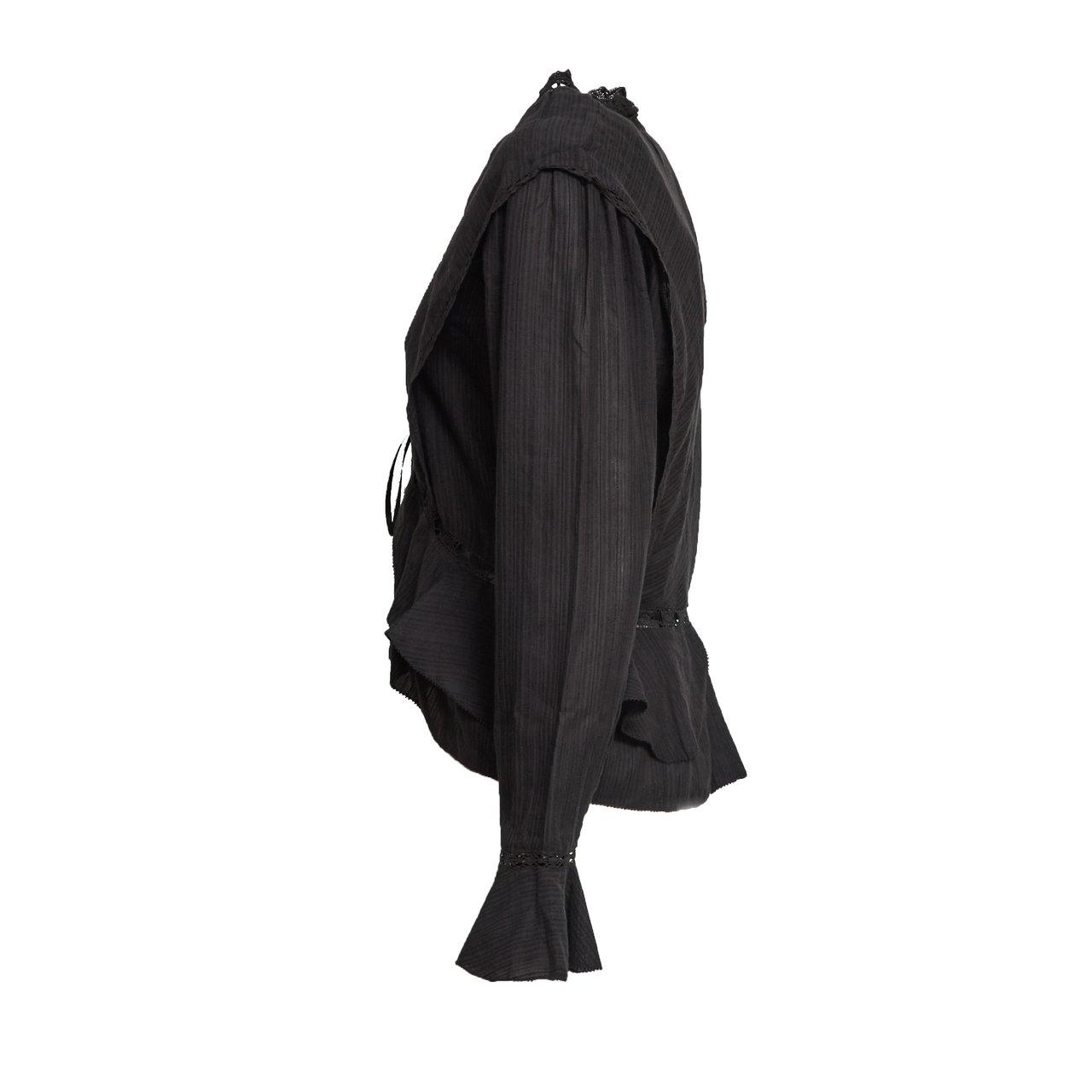 Isabel Marant Damienne Ruffled Asymmetric Cotton Blouse Zwart