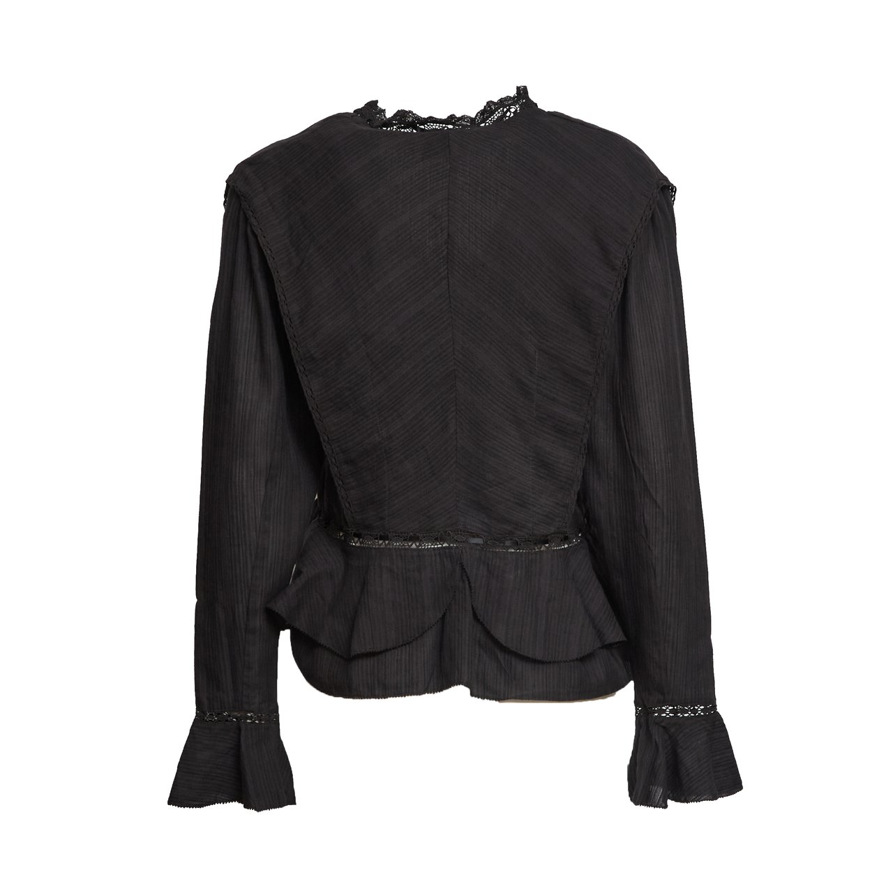 Isabel Marant Damienne Ruffled Asymmetric Cotton Blouse Zwart
