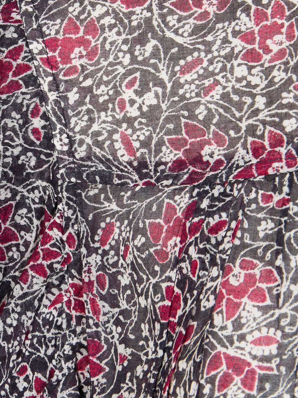 Isabel Marant Deep Red Floral Ruffled Blouse Grijs