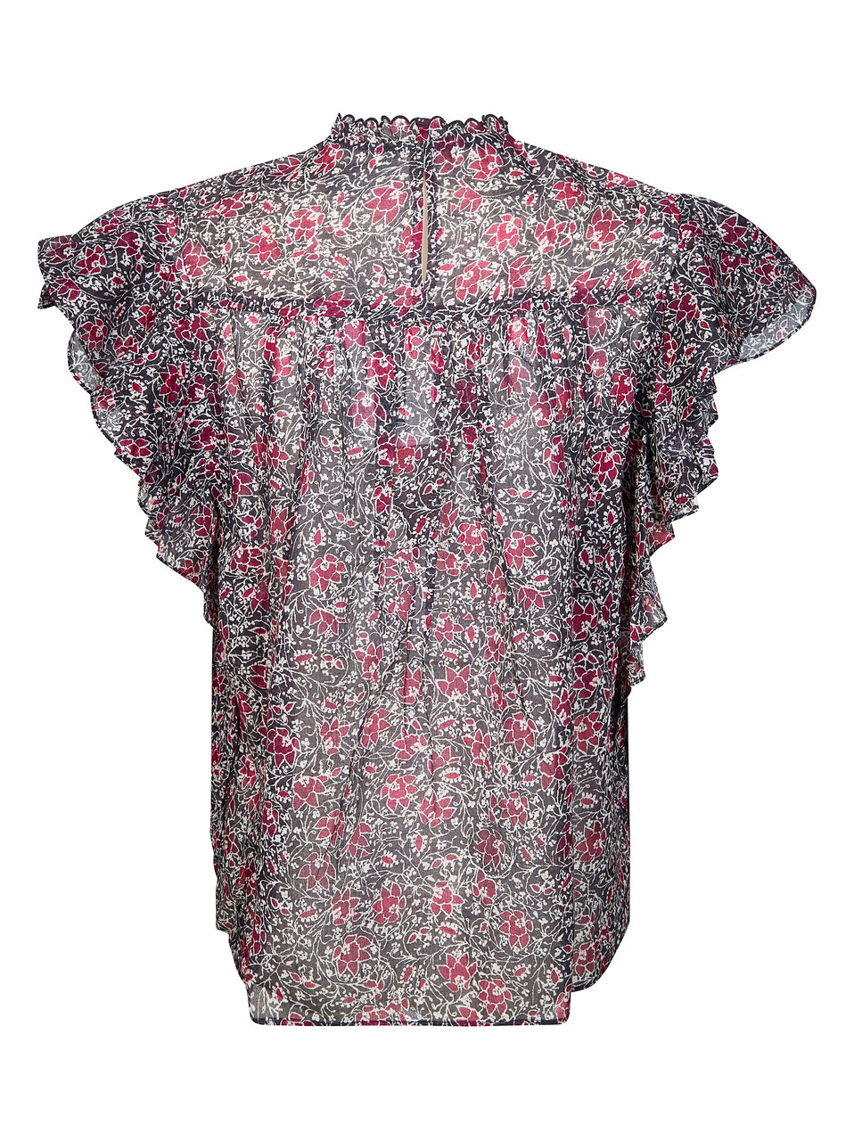 Isabel Marant Deep Red Floral Ruffled Blouse Grijs