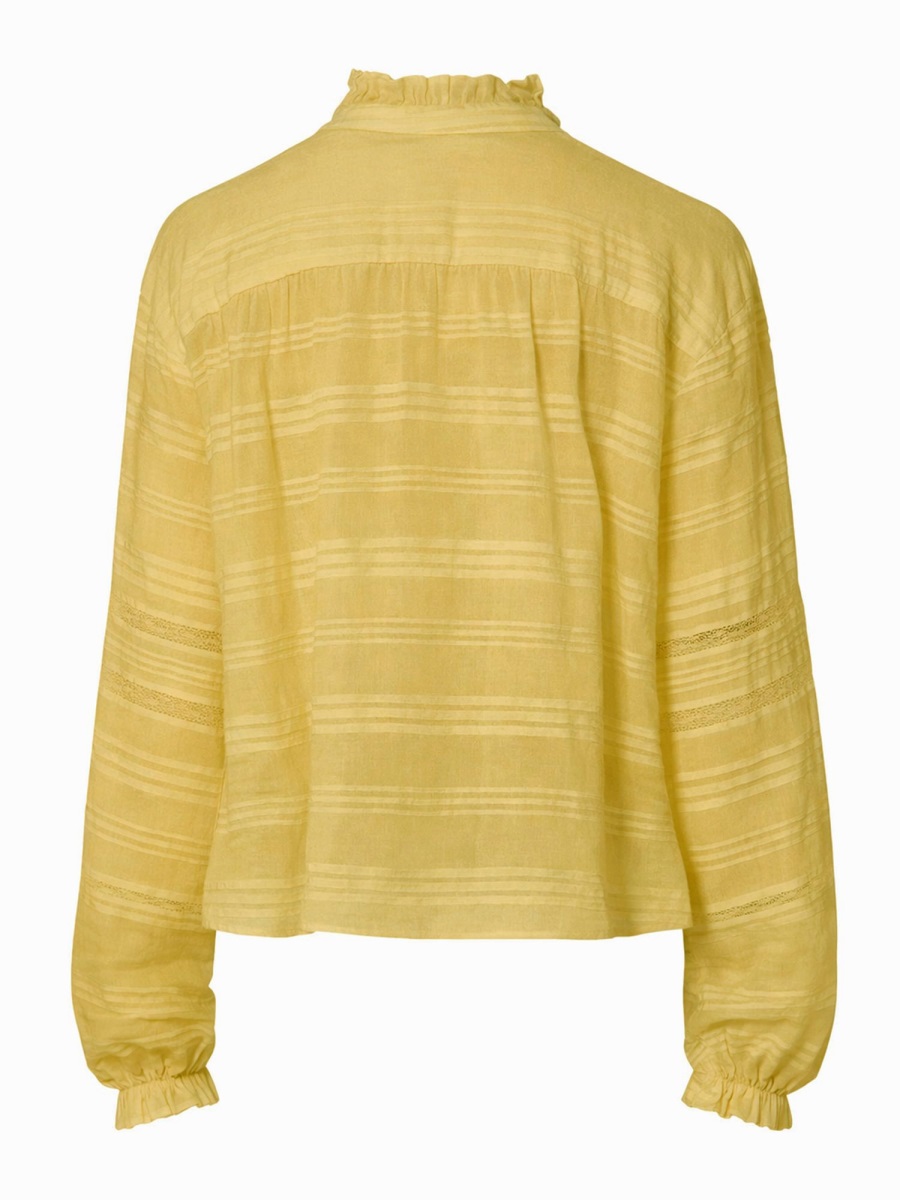Isabel Marant Peline Yellow Ruffled Trim Shirt Goud