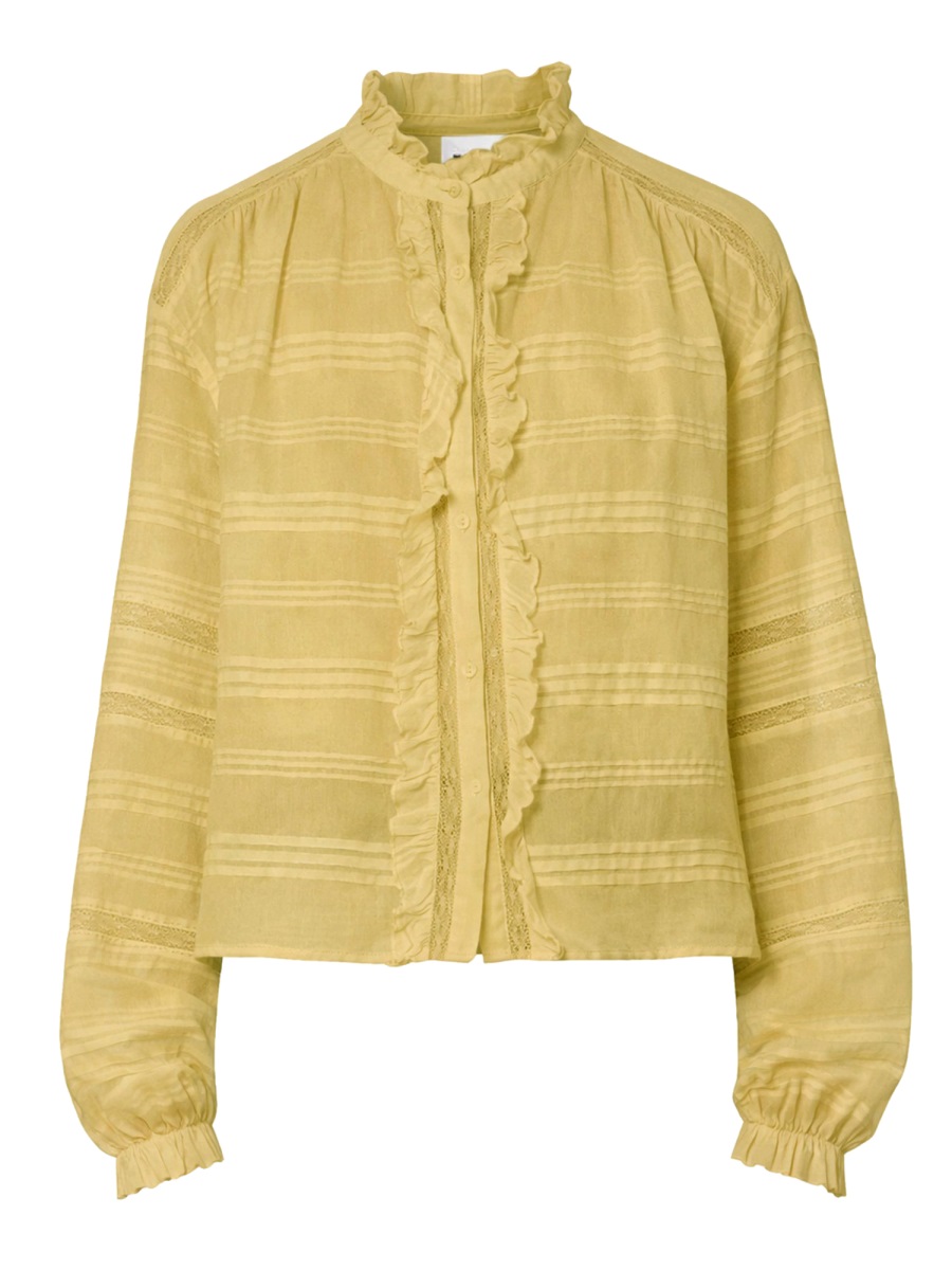 Isabel Marant Peline Yellow Ruffled Trim Shirt Goud