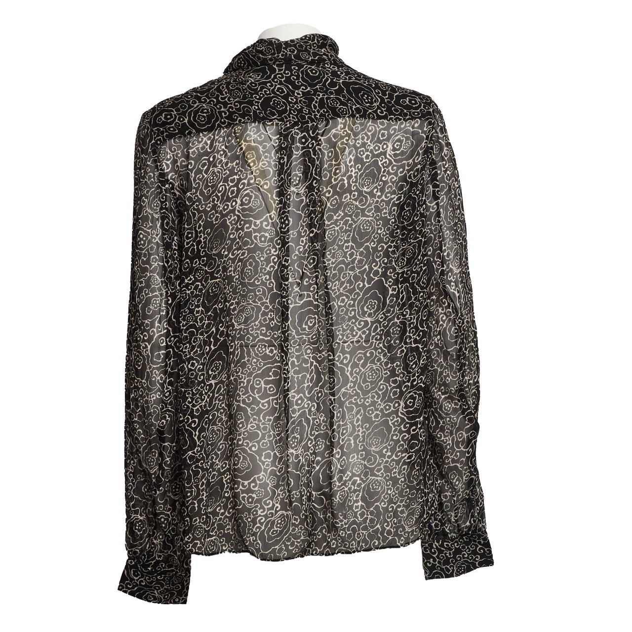 Isabel Marant Leona Printed Sheer Chiffon Blouse Grijs