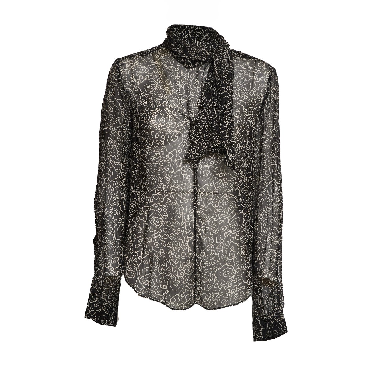 Isabel Marant Leona Printed Sheer Chiffon Blouse Grijs