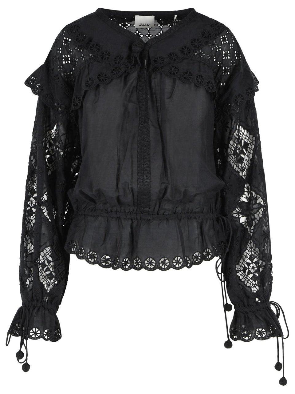 Isabel Marant 'Nowana' Black Cotton Blouse Zwart