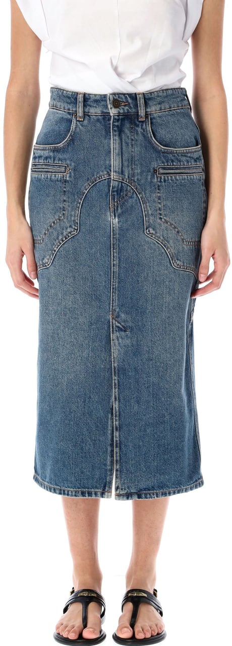Isabel Marant Britt denim midi skirt Blauw