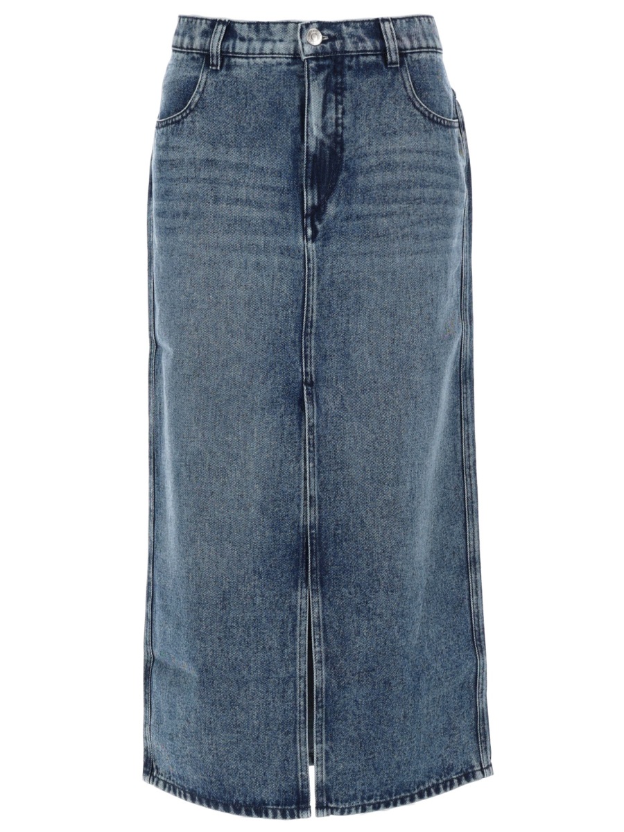 Isabel Marant Faded Blue Faharia Denim Midi Skirt Grijs