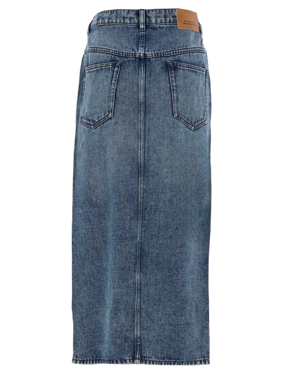 Isabel Marant Faded Blue Faharia Denim Midi Skirt Grijs