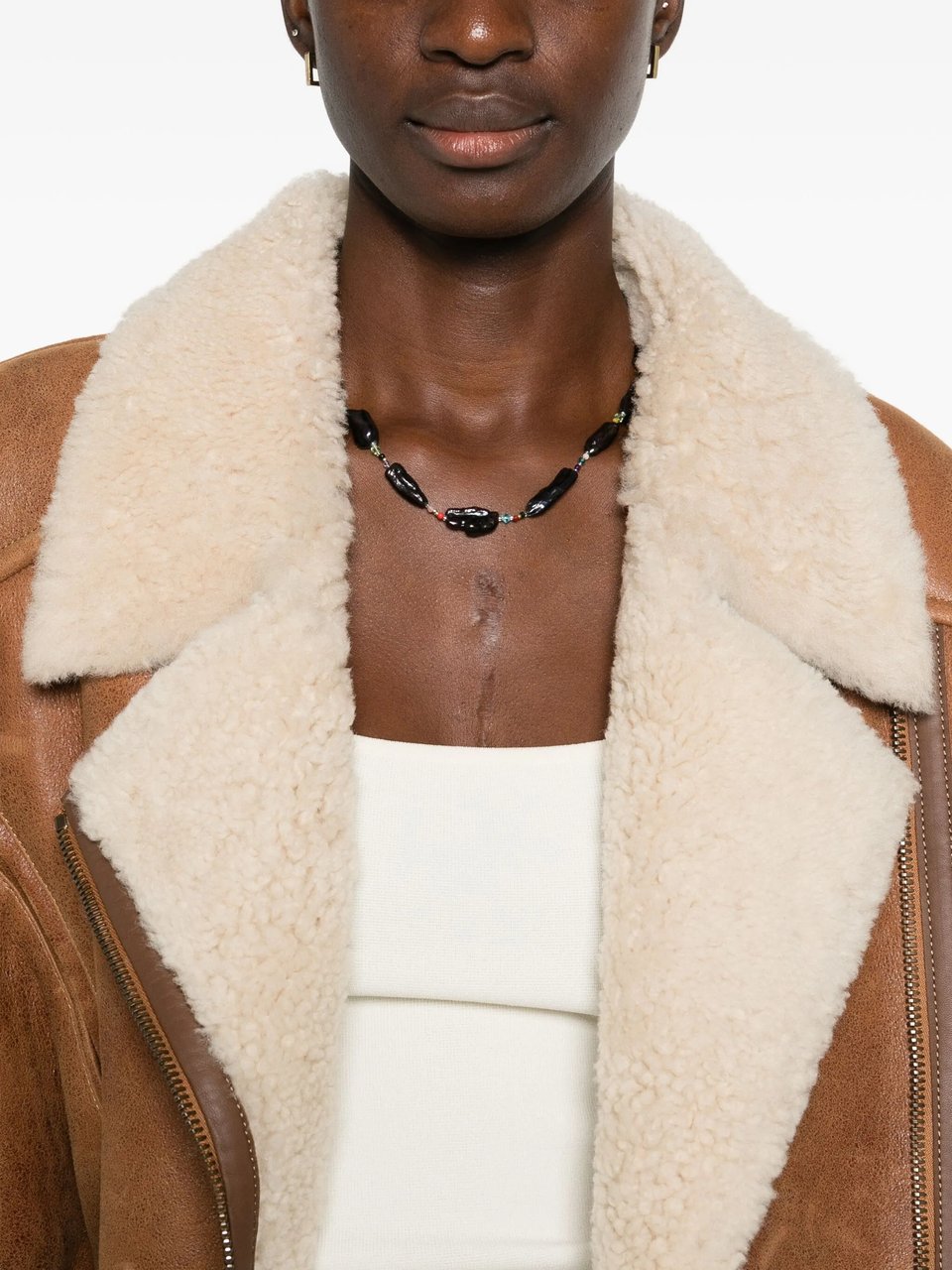 Isabel Marant Boxy Brown Leather Coat With Plush Shearling Collar Bruin