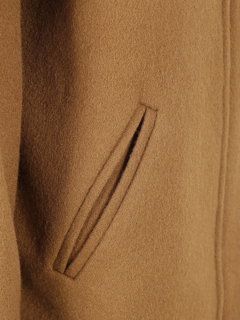 Isabel Marant Brown High Collar Coat With Relaxed Silhouette Bruin