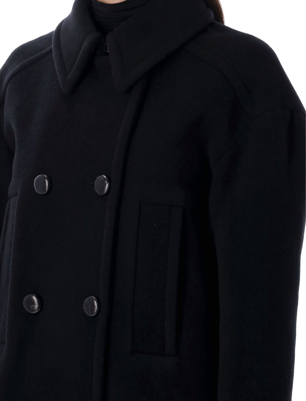 Isabel Marant Fiby Boxy Double Breasted Peacoat Zwart