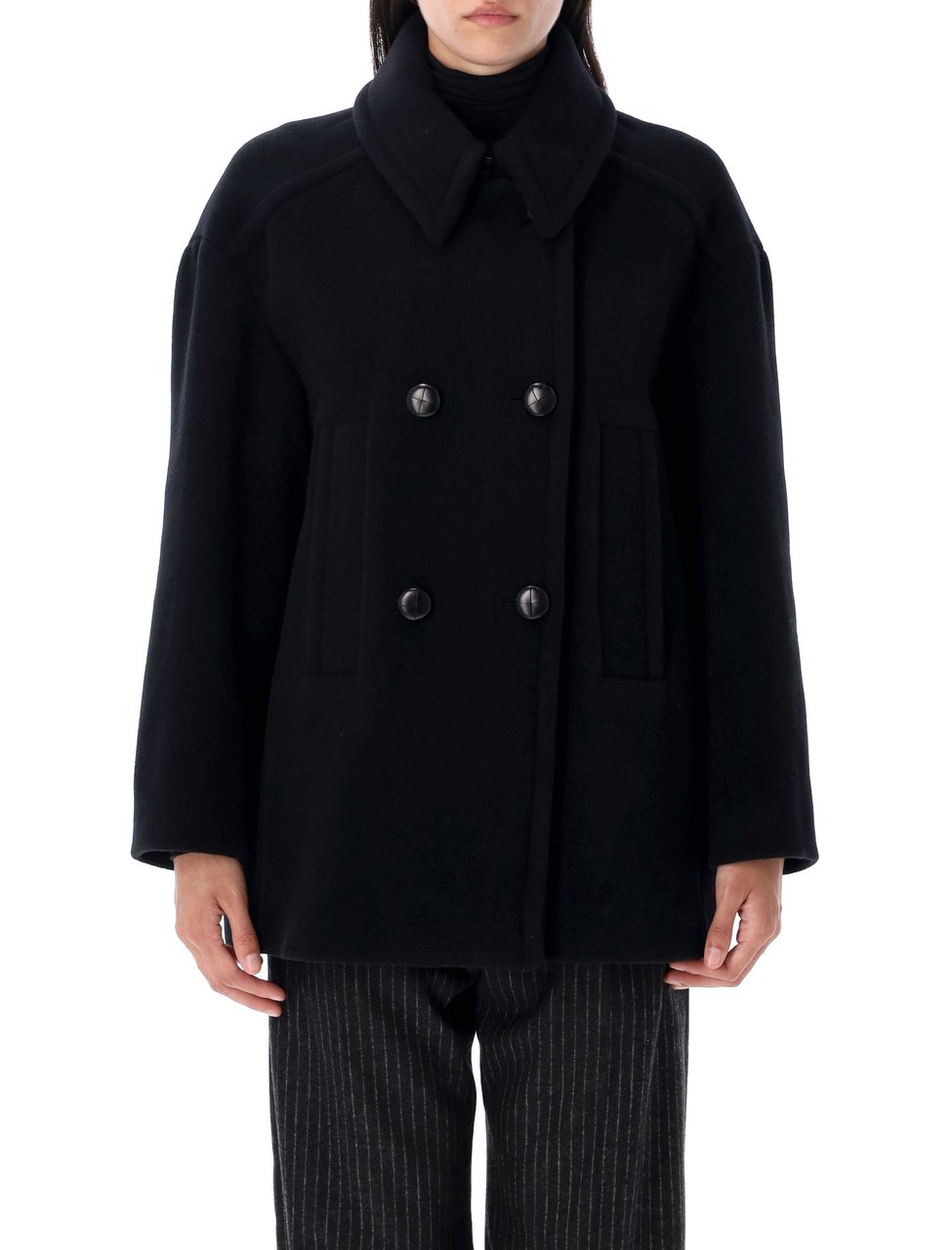 Isabel Marant Fiby Boxy Double Breasted Peacoat Zwart