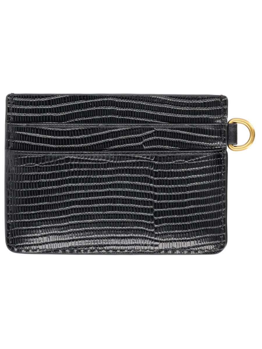 Isabel Marant Oskan Textured Cow Leather Studded Card Holder Zwart
