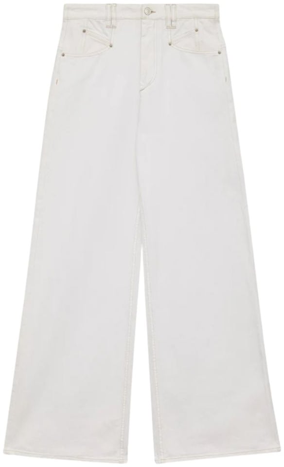 Isabel Marant Jeans Lemony A Vita Alta E Gamba Larga In Denim Wit