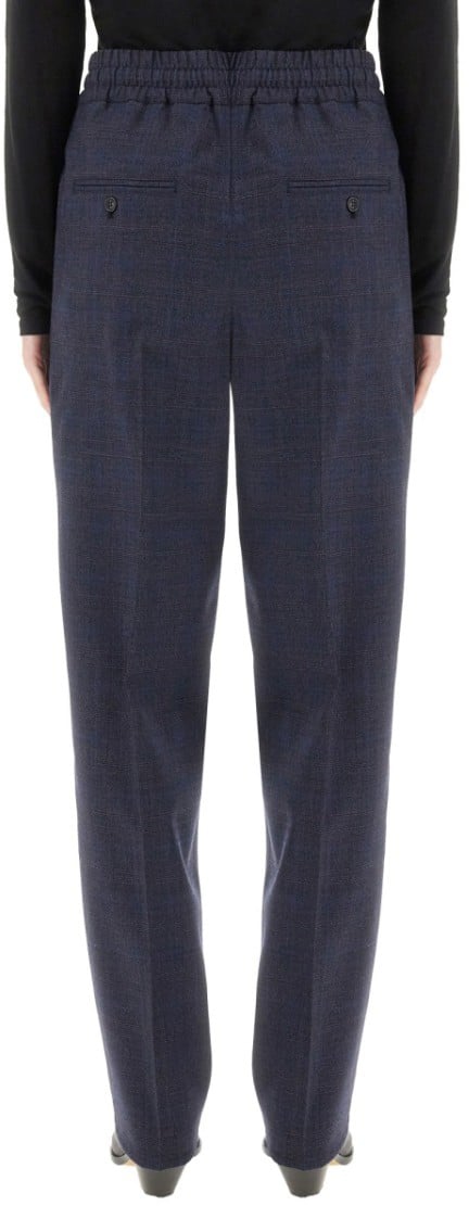 Isabel Marant Tailored Wool Blend Pants With Subtle Check Pattern Blauw