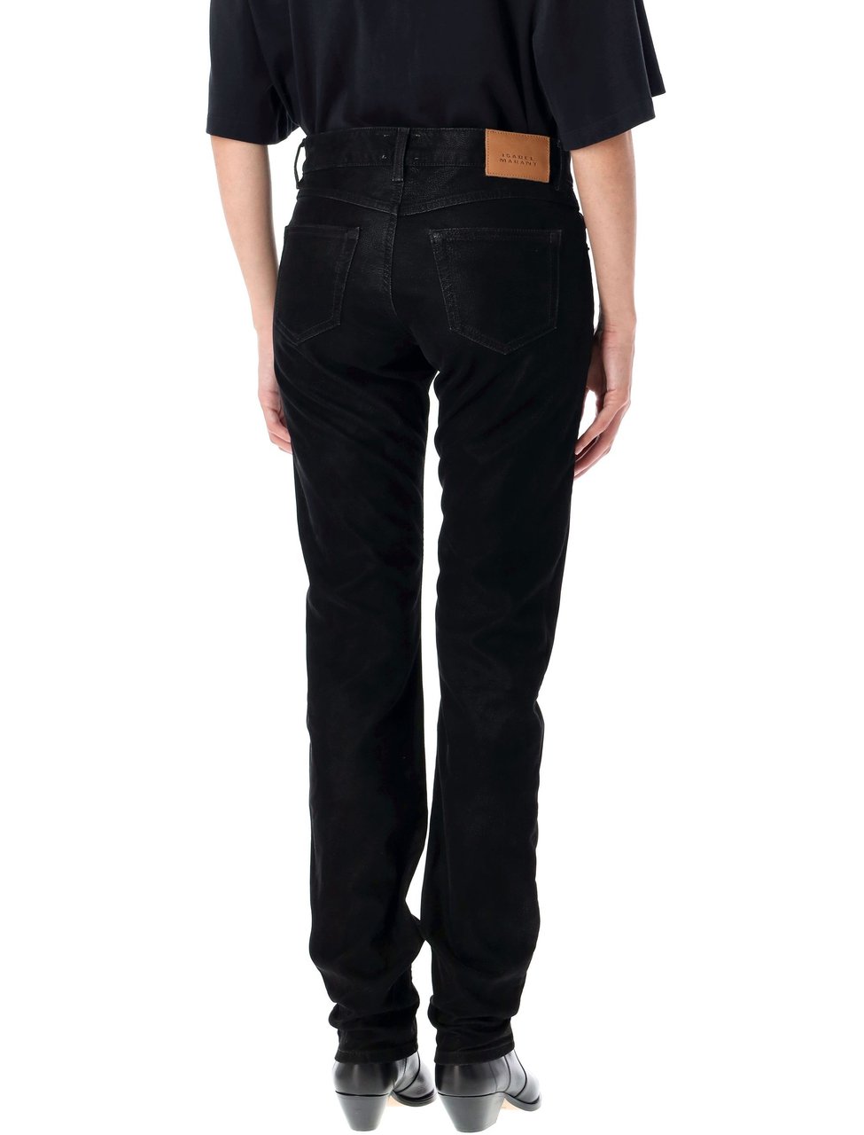 Isabel Marant Kelsie Eco Leather Five Pocket Pants Zwart
