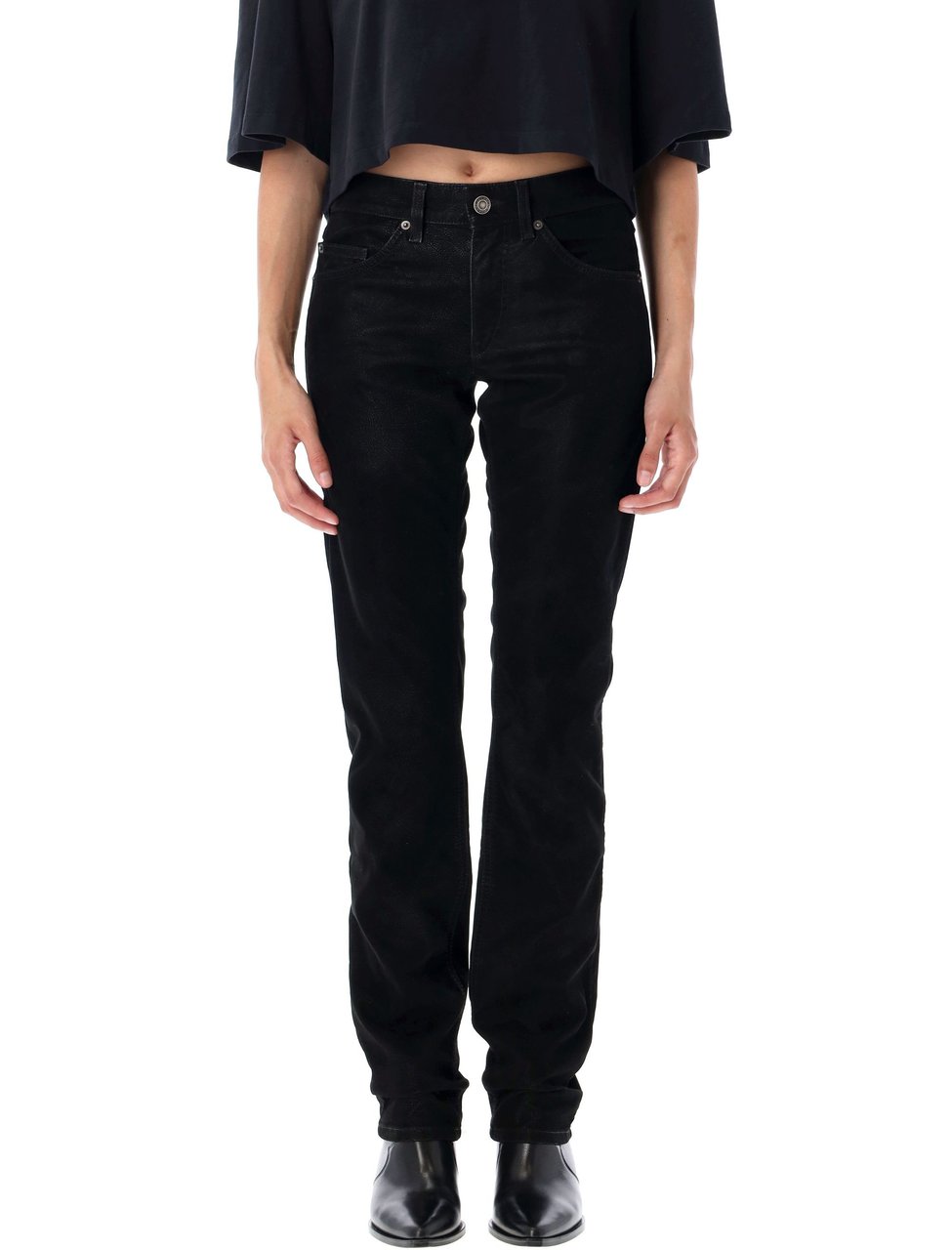 Isabel Marant Kelsie Eco Leather Five Pocket Pants Zwart