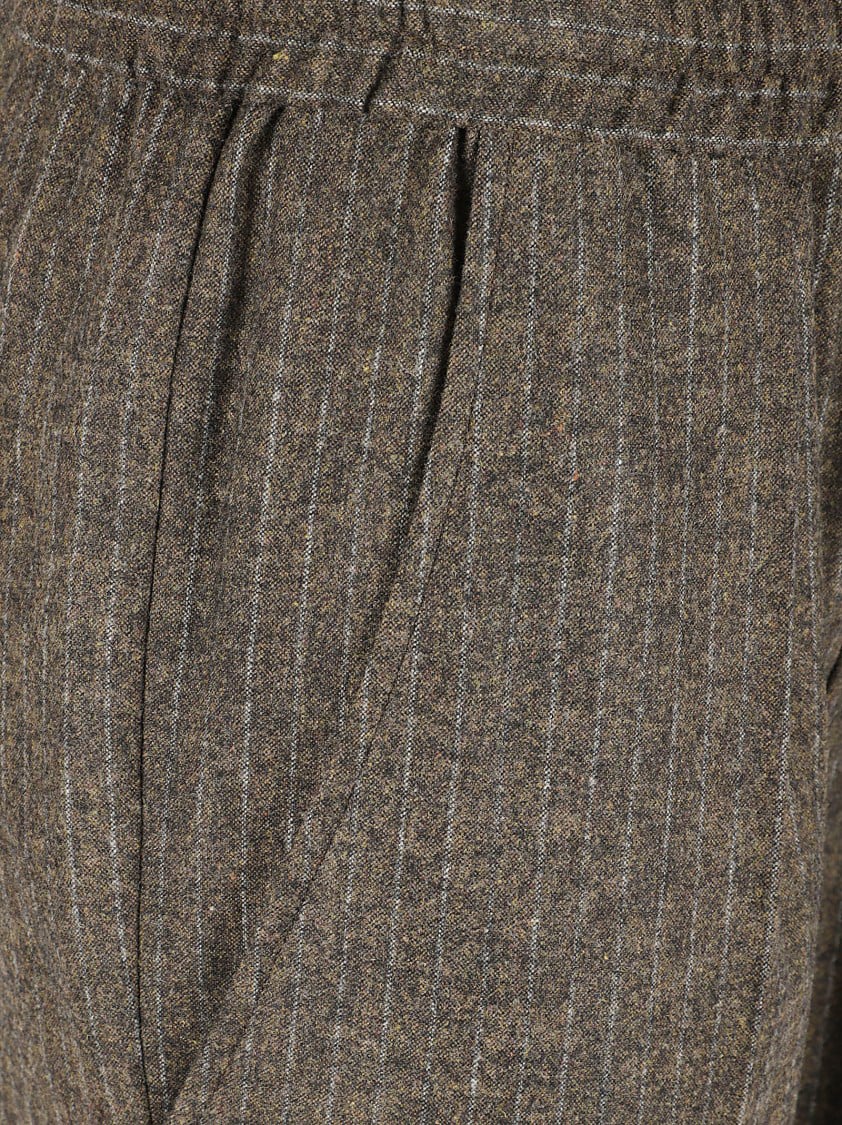 Isabel Marant Dark Bronze Pinstripe Trousers With Elasticated Waistband Grijs