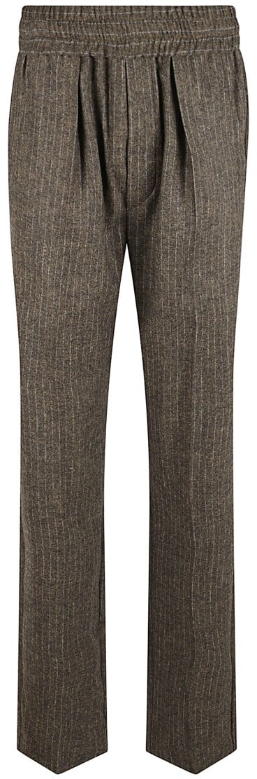 Isabel Marant Dark Bronze Pinstripe Trousers With Elasticated Waistband Grijs