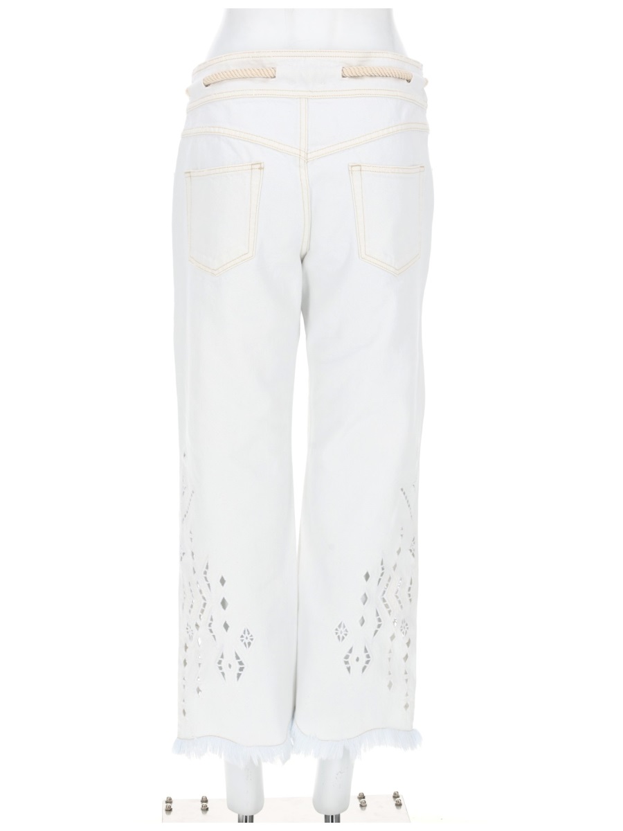 Isabel Marant Neutrals Alison Drawstring Frayed Hem Cotton Pants Wit