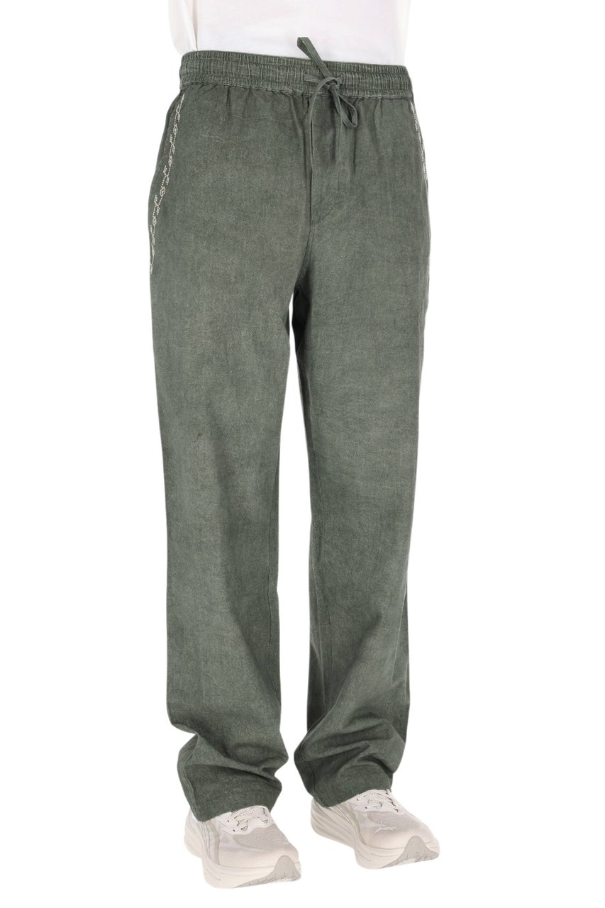 Isabel Marant Relaxed-Fit Cotton Gauze Pants with Embroidered Details Grijs