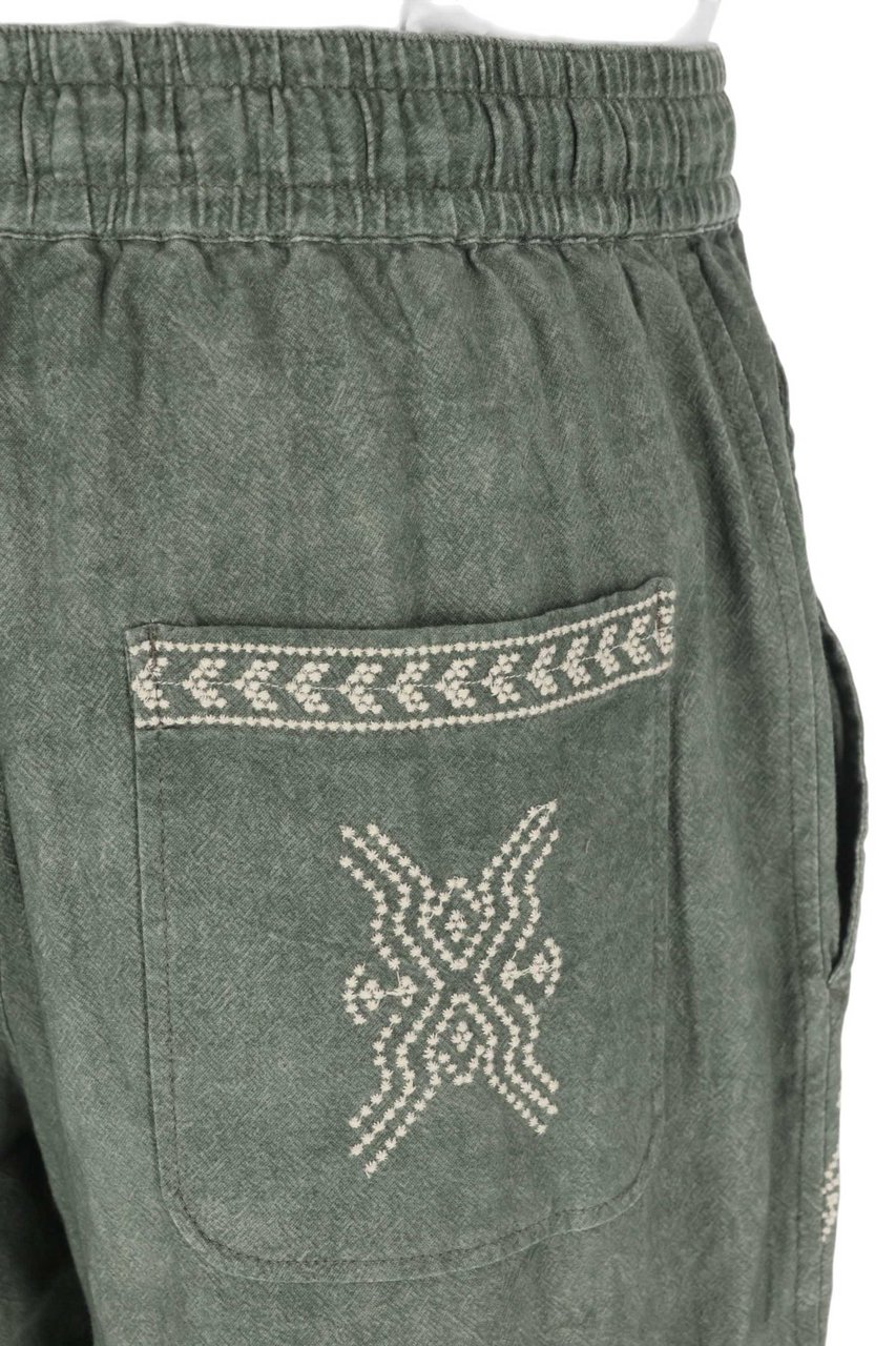 Isabel Marant Relaxed-Fit Cotton Gauze Pants with Embroidered Details Grijs