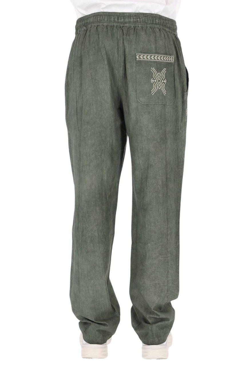 Isabel Marant Relaxed-Fit Cotton Gauze Pants with Embroidered Details Grijs
