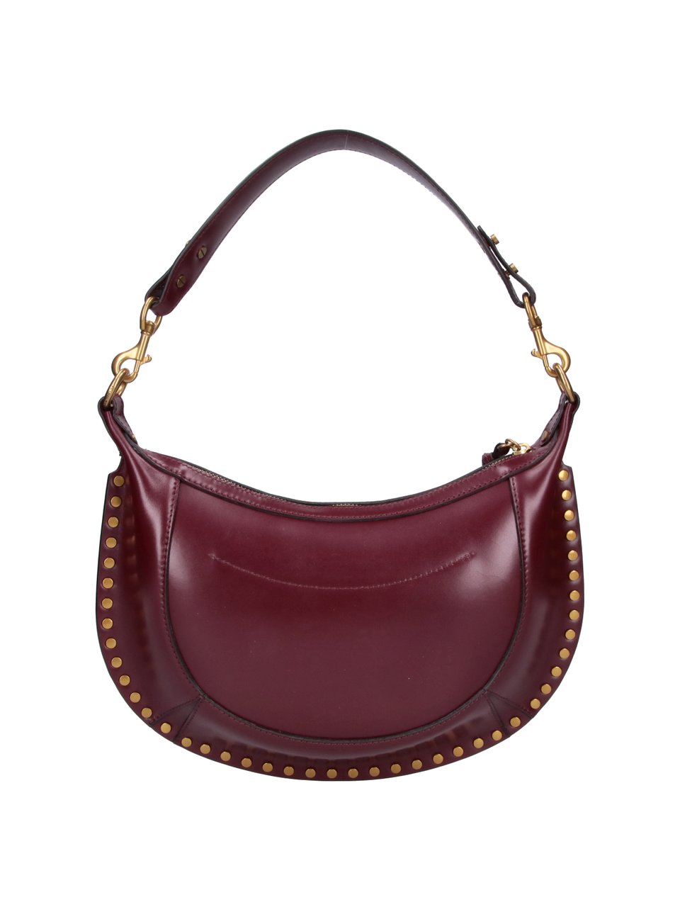 Isabel Marant Burgundy Oskan Moon Leather Shoulder Bag Maroon