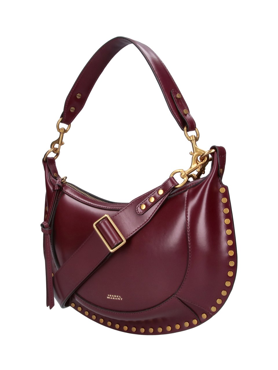 Isabel Marant Burgundy Oskan Moon Leather Shoulder Bag Maroon