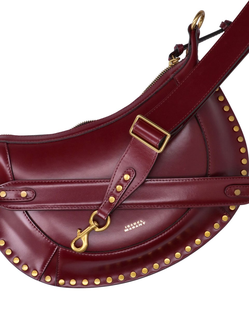 Isabel Marant Burgundy Oskan Moon Leather Shoulder Bag Maroon