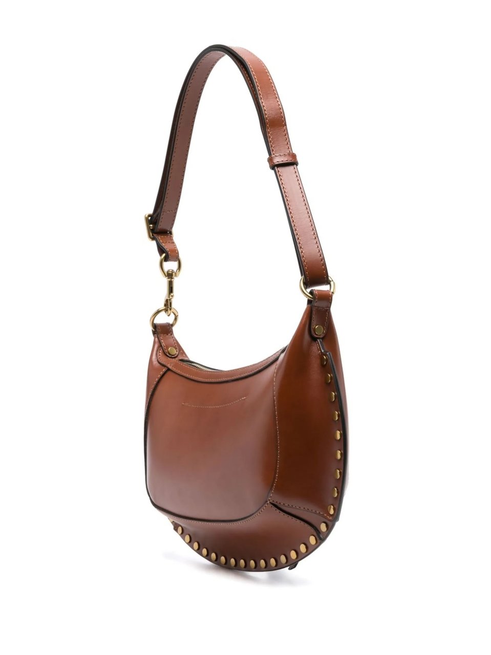 Isabel Marant Crescent-Shape Calf Leather Shoulder Bag With Gold-Tone Accents Roze