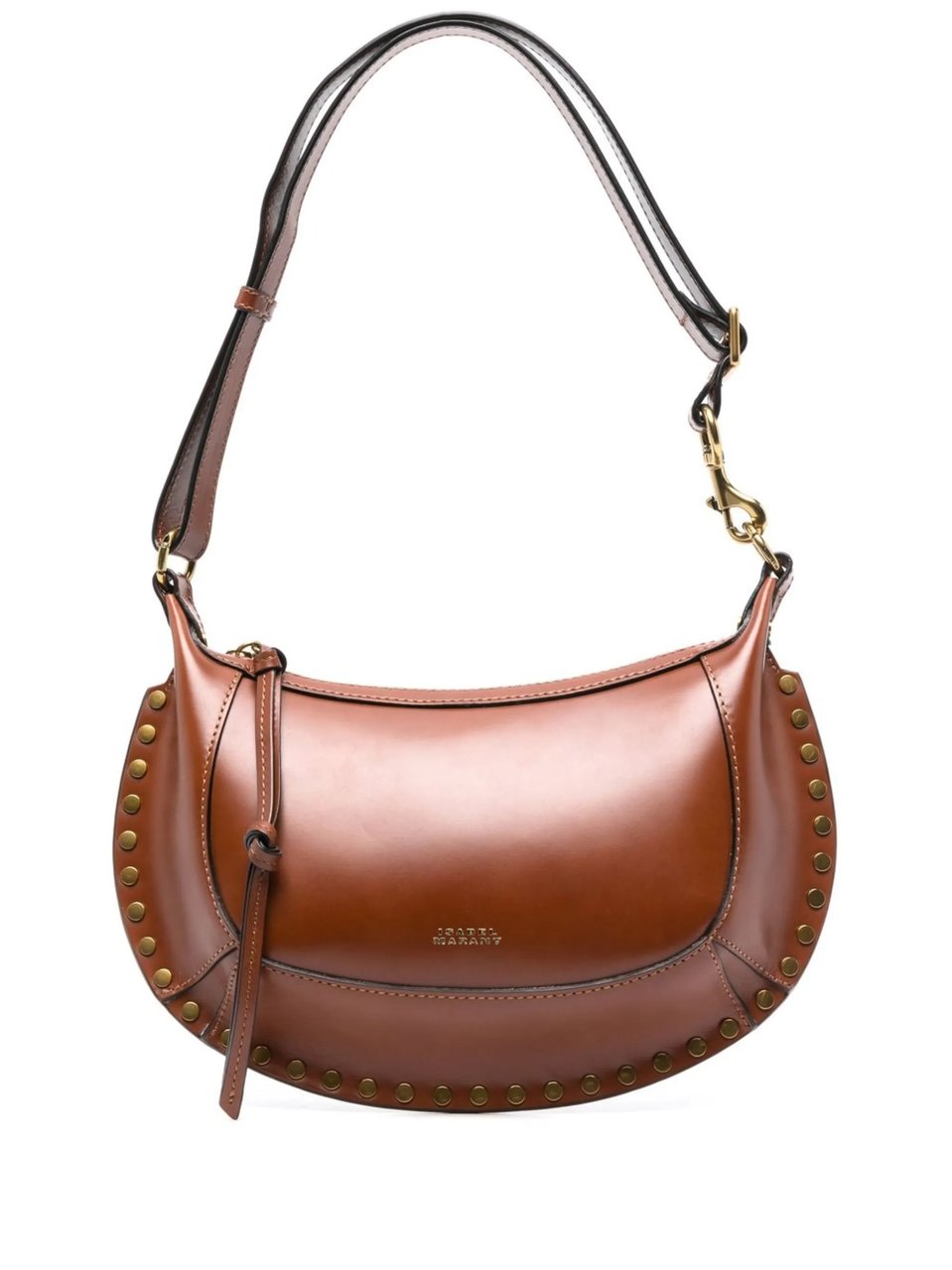 Isabel Marant Crescent-Shape Calf Leather Shoulder Bag With Gold-Tone Accents Roze