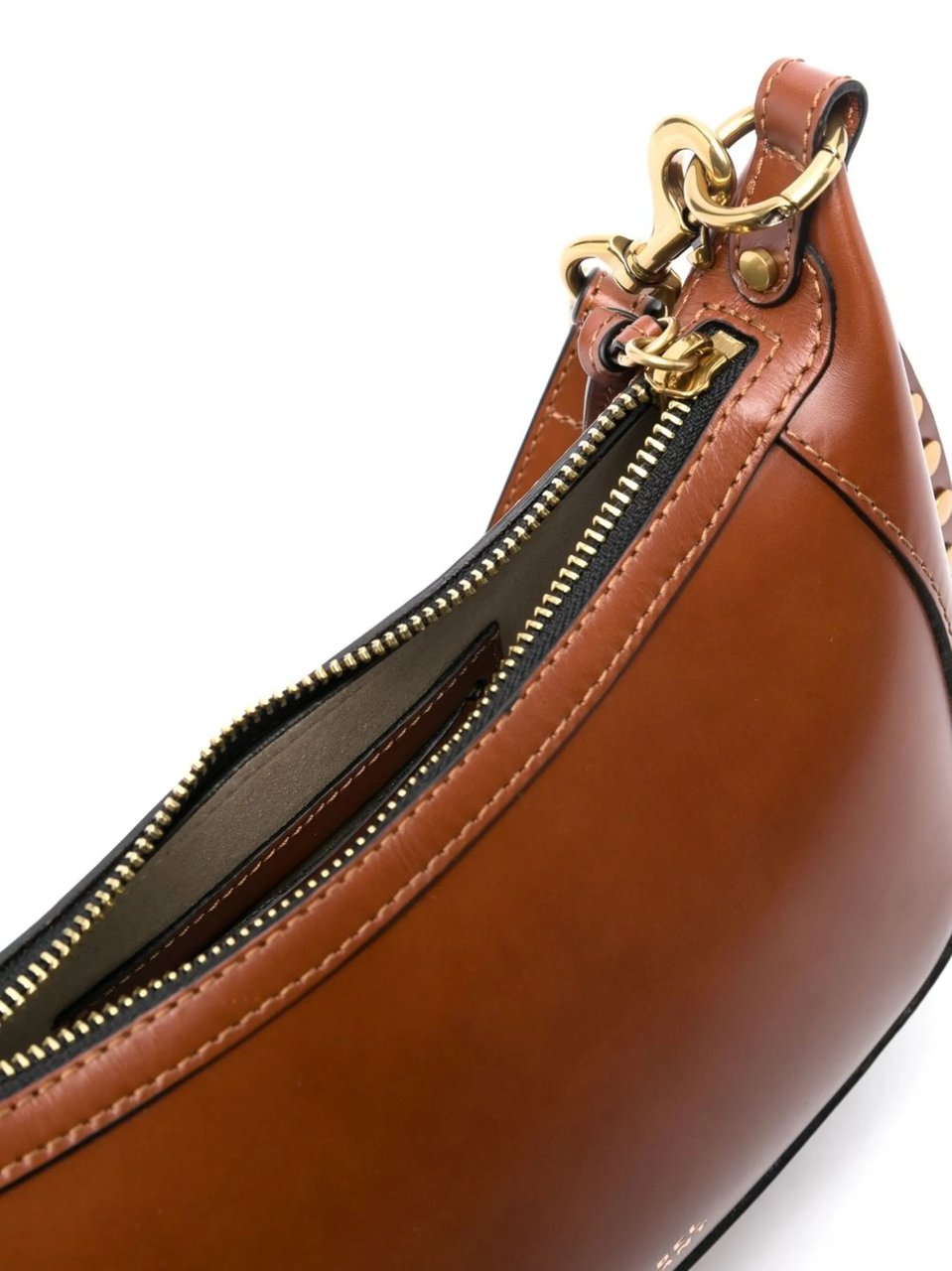 Isabel Marant Crescent-Shape Calf Leather Shoulder Bag With Gold-Tone Accents Roze