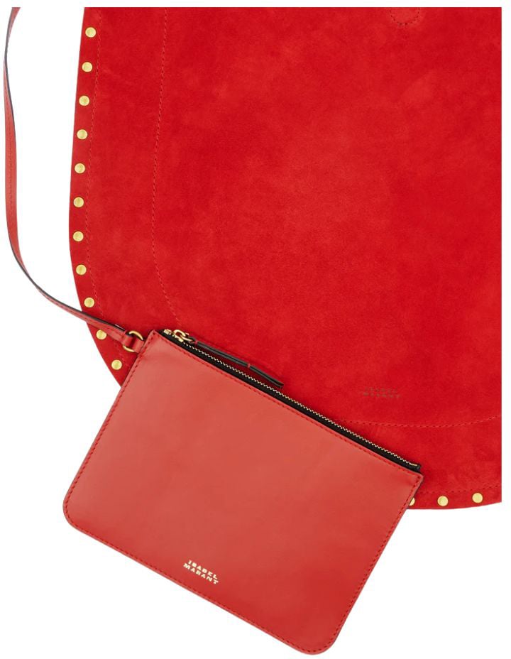 Isabel Marant Borsa Oskan Hobo Soft In Pelle Di Vitello Scamosciata Rood