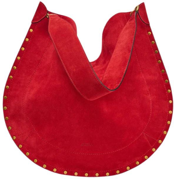 Isabel Marant Borsa Oskan Hobo Soft In Pelle Di Vitello Scamosciata Rood