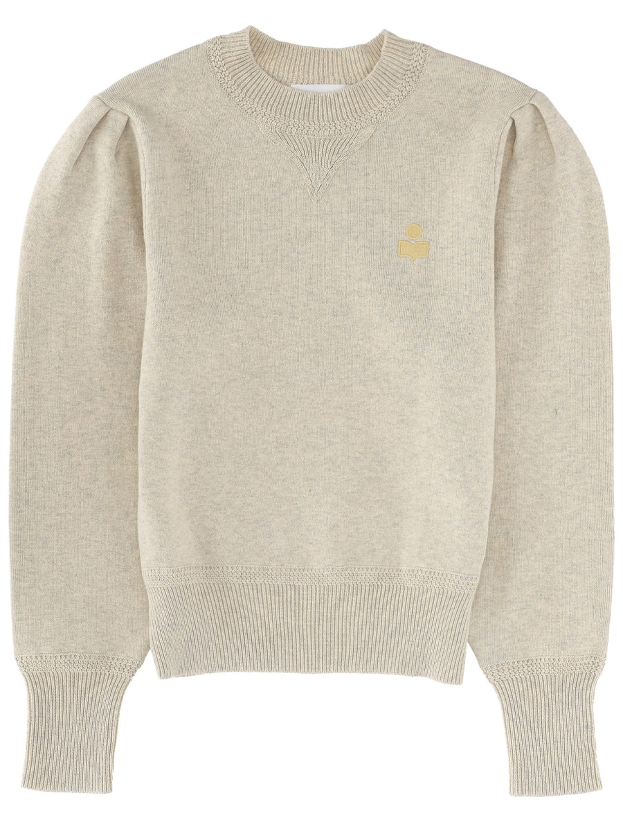 Isabel Marant Kelaya Cotton Wool Puffed Sweater Neutraal