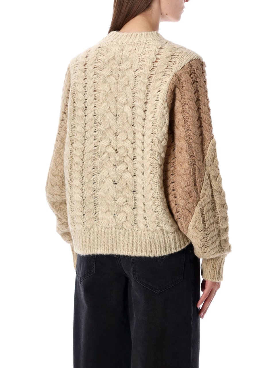 Isabel Marant Daryl Patchwork Cable Knit Sweater Neutraal