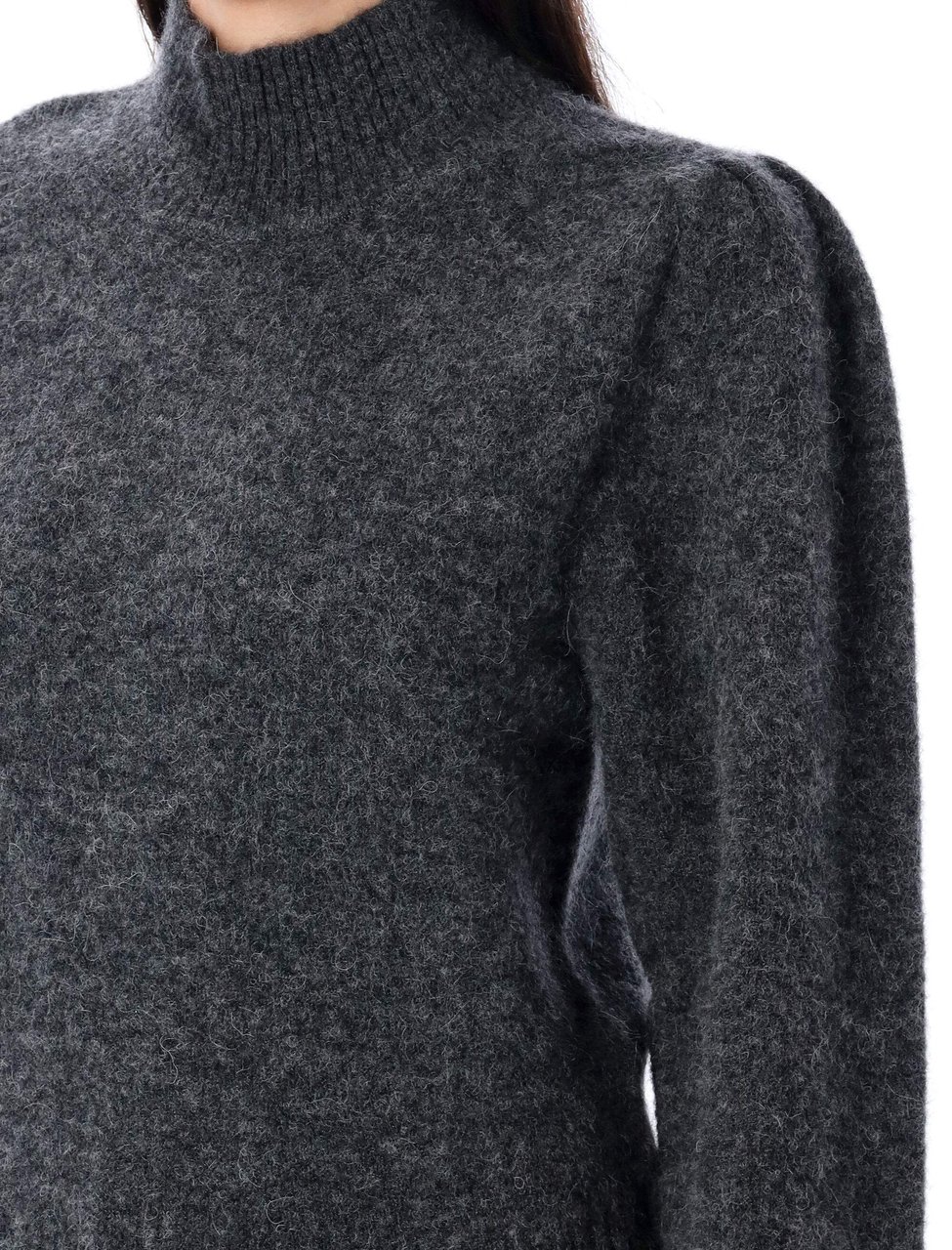 Isabel Marant Purdie High Neck Puffed Sleeve Sweater Grijs