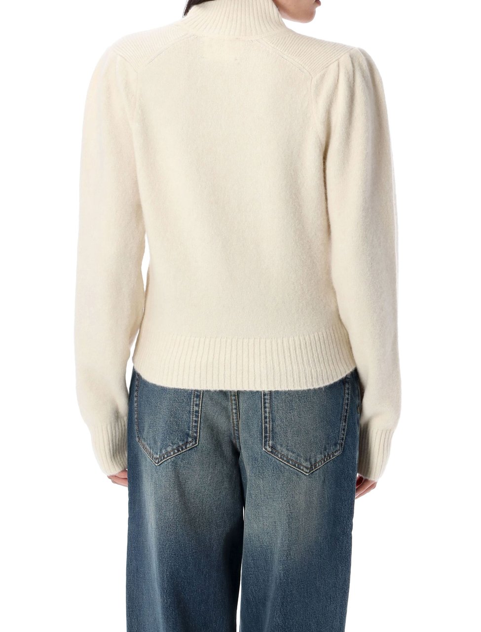 Isabel Marant Purdie High Neck Puffed Shoulder Sweater Grijs