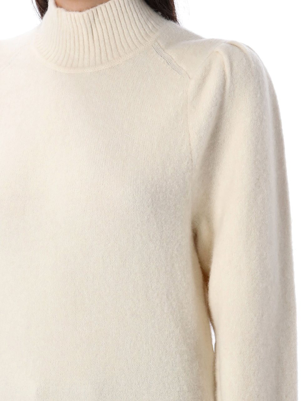 Isabel Marant Purdie High Neck Puffed Shoulder Sweater Grijs