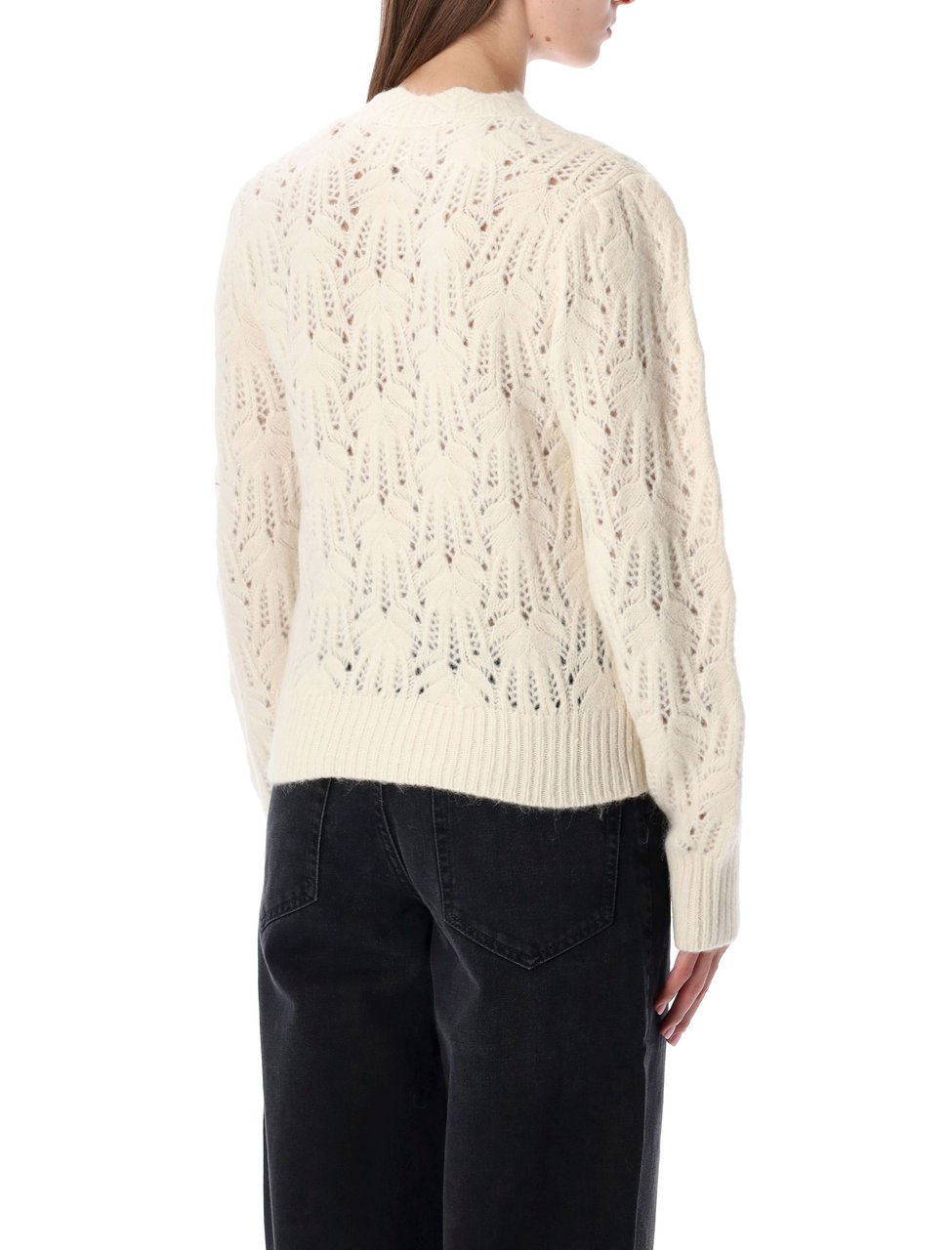 Isabel Marant Celestine Openwork Puffed Sleeve Sweater Neutraal