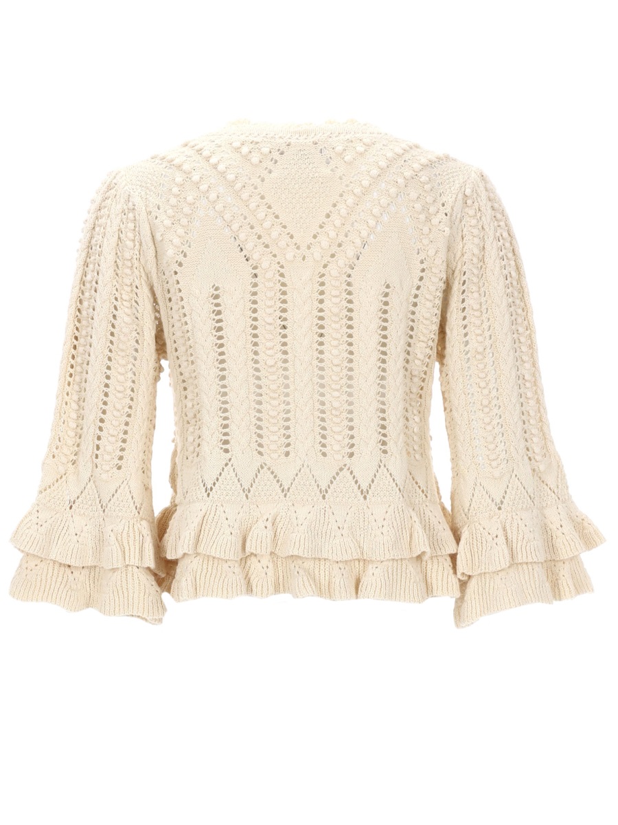 Isabel Marant Norma Cropped Openwork Knit Top Neutraal